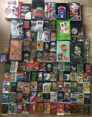 #ad Huge Lot of Unopened Old Vintage Sports Cards in 15 Wax foil cello rack Packs $29.99