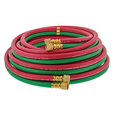Master 25ft Oxygen Acetylene Hose Twin Welding Hose Set 1/4'' B Fittings 9/16 -18