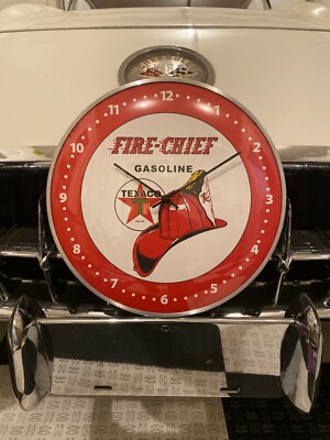 TEXACO FIRE CHIEF Vintage style Gas and OIL Round Clock 12" INCH NEW ...