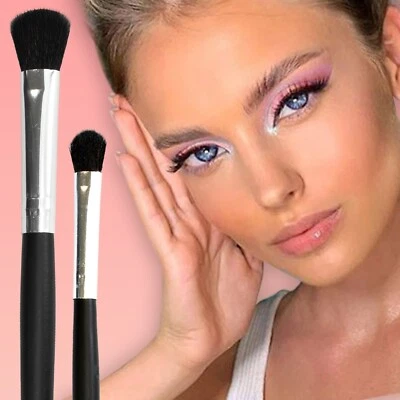 PEBBLE ELEVEN EYESHADOW BRUSH SET 2Pc Small/Large Makeup Soft Synthetic Fluffy Blending Smudge