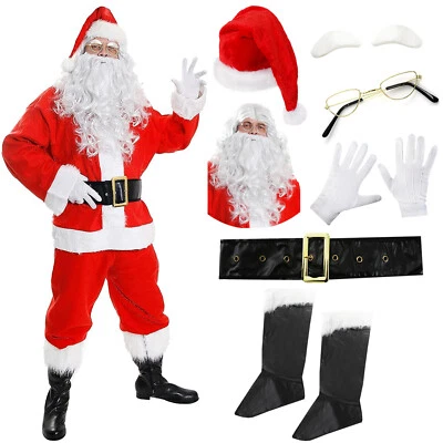 ILOVEFANCYDRESS DISFRAZ DE SANTA CLAUS ADULTO 10 PIEZAS TRAJE PADRE NAVIDAD NAVIDAD HOMBRE DISFRAZ ELEGANTE