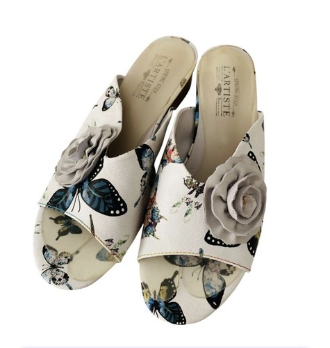 Spring Step L’artiste Slip On Heeled Sandals Women Size EU 42 Butterfly Novelty - Picture 2 of 11