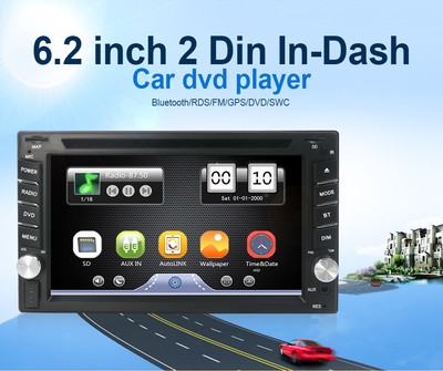 For Universal Autoradio HD DVD DVD GPS Navi Bluetooth USB mirror link 2 din 6.2''