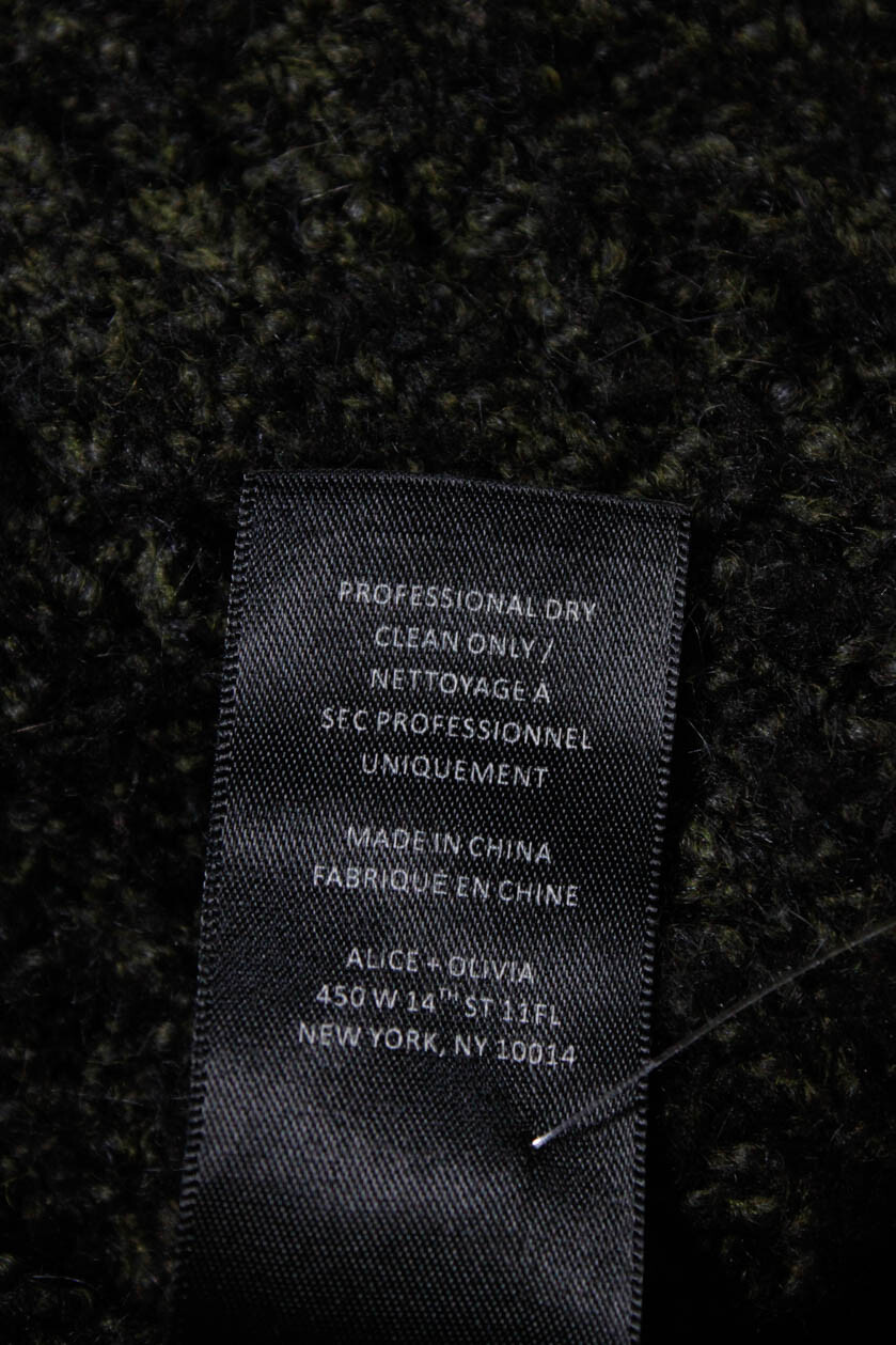 Alice + Olivia Womens Collared Open Front Chunky Knit Cardigan Green Size  PS | eBay