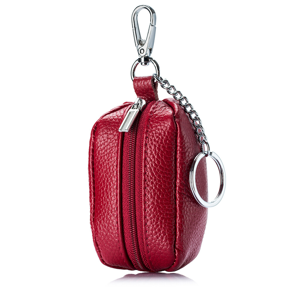 Car Key Case Leather Small Pouch Chain Keychain Holder Hook