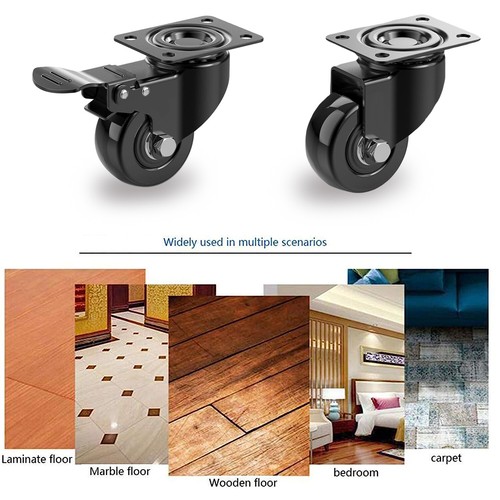 4 carrelli girevoli ruote ricina resistenti 50 mm ruote mobili gomma 200 kg - Foto 8 di 16