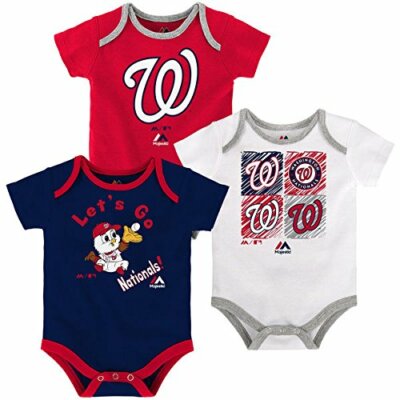 Majestic MLB Infant Washington Nationals Go Team! Three Pack Creeper Set
