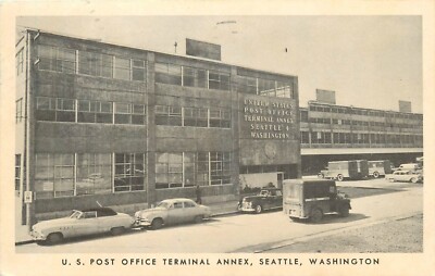 1956 Seattle Washington US Post Office Terminal Annex autos Postcard 25-185