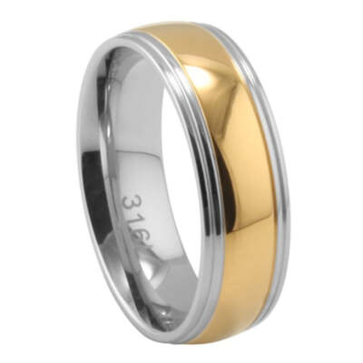 Two-Tone Comfort Fit Unisex 316 Stainless Steel Wedding Band