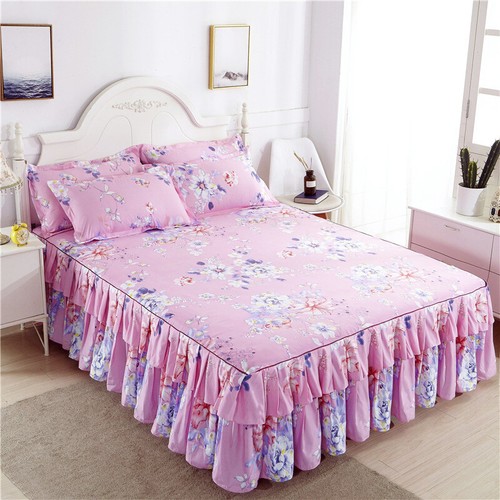 Polycotton Fitted Bed Sheet Floral Printed Bed Skirt Bedspread Dust Ruffle - Picture 11 of 25