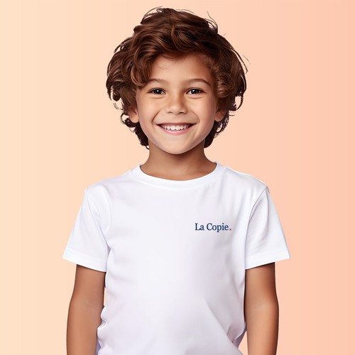 T-Shirt Children Boy short Sleeves La Copy Heart White Color - Picture 3 of 3