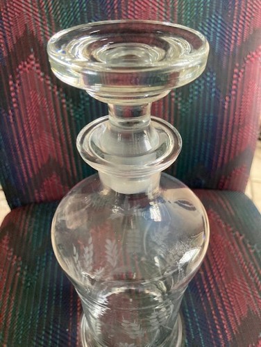 Decanter Summerfield LEONARD SILVER cut glass Wheat heavy Romania 12-3/4"t - Picture 3 of 12