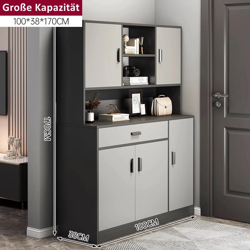 Küchenschrank Küchenbuffet Hochschrank Weinregal Mehrzweck Schrank 100x38x170cm - Bild 2 von 4