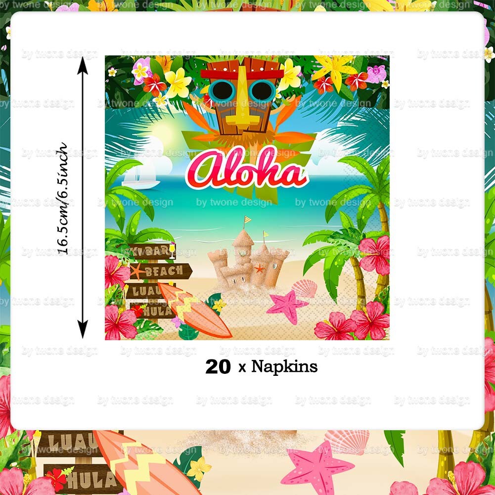 Aloha Tropical Hawaiian Luau Party Disposable Paper Plates Napkins