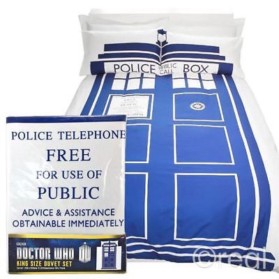 New Doctor Who King Size Tardis Duvet Cover Pillowcase Bed Set