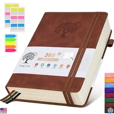 Premium A5 Leather Journal - 365 Thick 100GSM Pages, Stylish Hardcover Diary