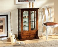 Wohnzimmer MöBel Massive Holz Vitrinen Glas Schrank Echtholz Anrichte Vitrine