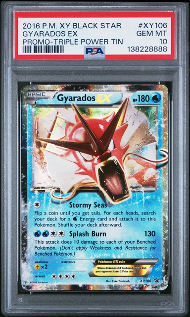 2016 POKEMON XY BLACK STAR PROMO TRIPLE POWER TIN #XY106 GYARADOS EX PSA 10