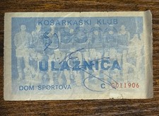 Drazen Petrovic Autograph _ Autogramm /KK Cibona Eintrittskarte &ndash; 1987/88 &ndash; RAR!