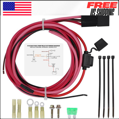 Electric Fuel Pump Relay Kit Universal, 12V System 80 AMP Wiring Harness Bypass