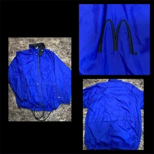 McDonalds Apparel Windbreaker Jacket Blue Softshell Full Zip Employee Men Size L