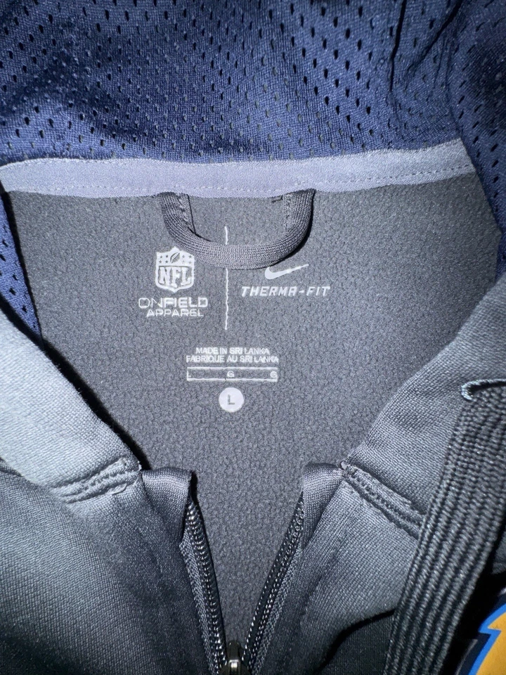 Moletom com capuz San Diego Chargers zíper completo masculino grande Nike Therma-Fit costurado cinza NFL - Imagem 3 de 4