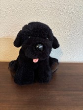1985 Vintage Dakin Black Lab Puppy Dog 10" tall Sitting Plush with free shipping