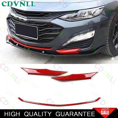 For Chevy Malibu 2016-2025 Bright Red Front Bumper Strip Protector Covrs 3PCS