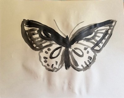 Original Contemporary 8x10 Butterfly Acrylic Paper Signed Monochrome Home Decor