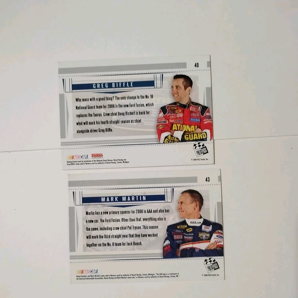 2006 Press Pass Nascar 8 Card Lot Stewart Busch Martin Biffle Riggs - Image 3 of 4