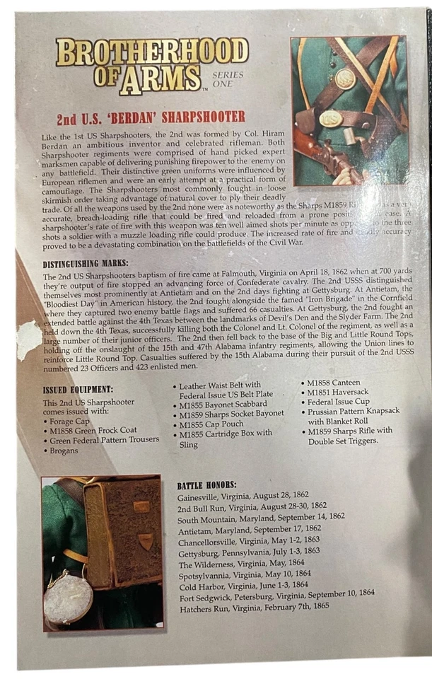 Figura Sideshow Brotherhood of Arms 2nd US Berdan Sharpshooter 1/6 12" NUEVA LEER Foto 3 de 4