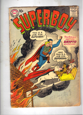 Superboy #56  SILVER AGE SUPERMAN COMIC  1956  CLASSIC KRYPTO COVER