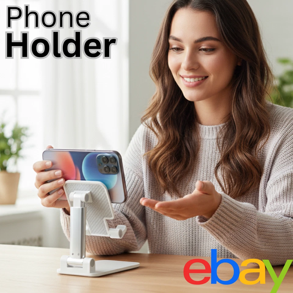 Phone Desk Holder Stand Foldable Desktop Table Mount For Mobile Tablet Universal - Image 3 of 4