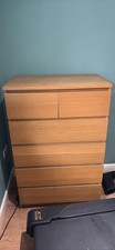 IKEA MALM 6-Drawer Chest of Drawers Oak Veneer 80x123cm - Good Condition