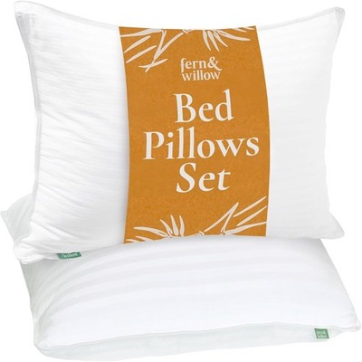 Fern & Willow Kühlgel-Kissen Set 2 Queen 28x20 in Weiß Mikrofaser