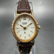 Citizen CQ Watch Women 19mm White Dial Gold Tone Oval 2931-292758 New Battery