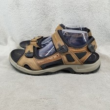 Ecco Shoes Mens EU 44 Size 10 Brown Leather Hook  Loop Strap Hiking Sandals