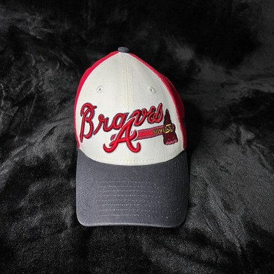 New Era MLB Atlanta Braves Baseball Hat Mens One Size White Red Hook & Loop