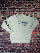 Vintage Carlo Colucci Pullover 80er Jahre Pinguine Gr. 52 Weiß Mangelhafter...