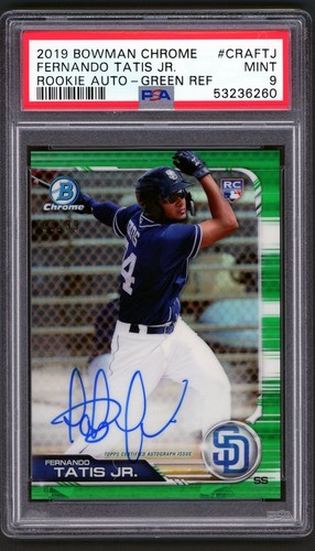 2019 Bowman Chrome Green Refractor 03/99 Fernando Tatis Jr RC AUTO PSA 9 MINT