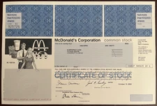 2002 McDONALD'S CORPORATION Stock Certificate  1 Share Uncancelled Unfolded