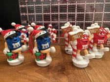 Lot of 8 Vintage M&M CANDY Tube Toppers Christmas Ornaments 1989