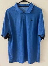 Nike Tiger Woods Dri Fit ADV Golf Polo Shirt Men’s Large Blue Geometric
