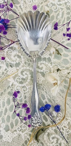 Gorham F. A. Durgin Antique Sterling Silver 1859 Beaded Shovel Shell Sugar Spoon