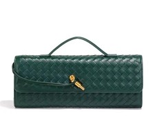 Vegan Leather Woven Top Handle Purse Clutch Bag Handbag Evening Crossbody Formal