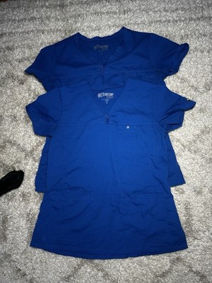 Greys Anatomy Lot Of 2 Scrub Tops Royal Blue Size Medium