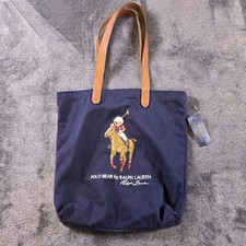 Ralph Lauren Polo Bear Tote Bag Leather Straps Big Pony Riding Bear