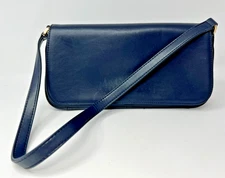 NWOT Giani Bernini Navy Leather Shoulder Bag Purse Handbag Clutch