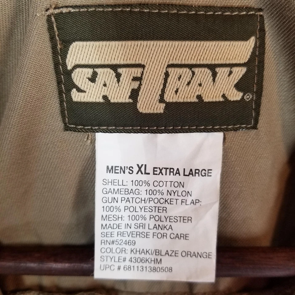 Vintage SafTBak Bird Duck Hunting Vest Tan Blaze Orange Unisex Size XL Mesh Back - Image 3 of 4