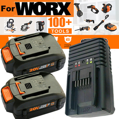 2pack For WORX 20V MAX Extend Lithium Battery 20 Volt WA3520 WA3525 / Charger